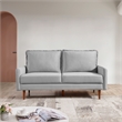 69 Inch Wide Upholstered Two Cushion Sofa with Cambered Arms in Grey Velvet