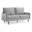 69 Inch Wide Upholstered Two Cushion Sofa with Cambered Arms in Grey Velvet