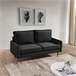 69 Inch Wide Upholstered Two Cushion Sofa with Cambered Arms in Black Velvet