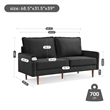 69 Inch Wide Upholstered Two Cushion Sofa with Cambered Arms in Black Velvet