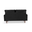 69 Inch Wide Upholstered Two Cushion Sofa with Cambered Arms in Black Velvet