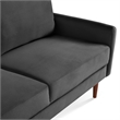 69 Inch Wide Upholstered Two Cushion Sofa with Cambered Arms in Black Velvet
