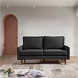 69 Inch Wide Upholstered Two Cushion Sofa with Cambered Arms in Black Velvet