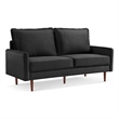 69 Inch Wide Upholstered Two Cushion Sofa with Cambered Arms in Black Velvet