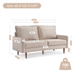 69 Inch Wide Upholstered Two Cushion Sofa with Cambered Arms in Beige Velvet