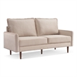 69 Inch Wide Upholstered Two Cushion Sofa with Cambered Arms in Beige Velvet