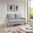 57 Inch Wide Upholstered Two Cushion Loveseat with Cambered Arms in Grey Velvet