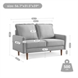 57 Inch Wide Upholstered Two Cushion Loveseat with Cambered Arms in Grey Velvet
