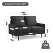 57 Inch Wide Upholstered Two Cushion Loveseat with Cambered Arms in Black Velvet