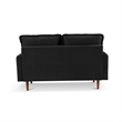 57 Inch Wide Upholstered Two Cushion Loveseat with Cambered Arms in Black Velvet