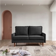 57 Inch Wide Upholstered Two Cushion Loveseat with Cambered Arms in Black Velvet