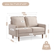 57 Inch Wide Upholstered Two Cushion Loveseat with Cambered Arms in Beige Velvet