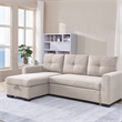 Tufted Sectional Chaise Sofa Sleeper with Storage in Beige