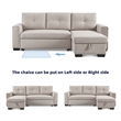 Tufted Sectional Chaise Sofa Sleeper with Storage in Beige
