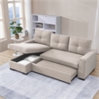 Tufted Sectional Chaise Sofa Sleeper with Storage in Beige