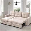 Tufted Sectional Chaise Sofa Sleeper with Storage in Beige