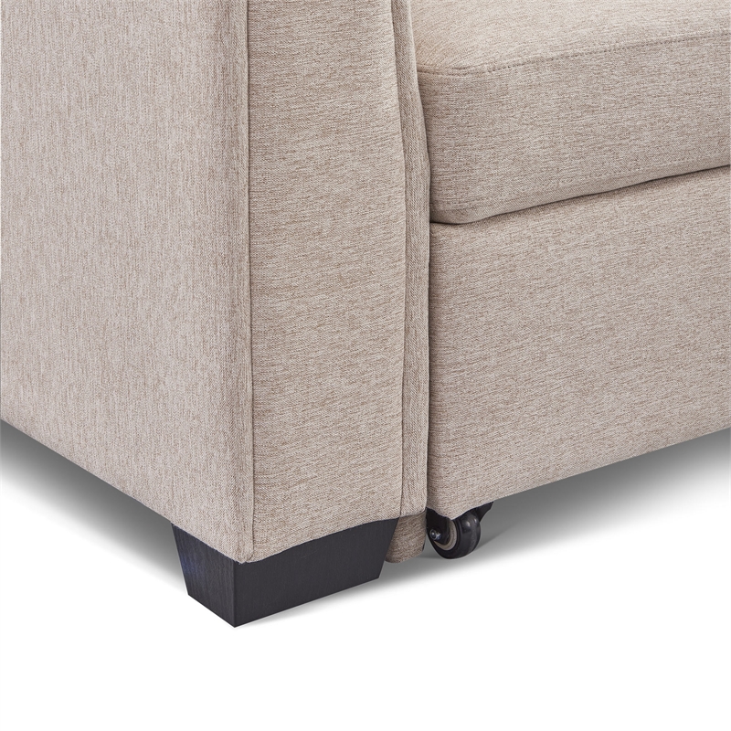 Tufted Sectional Chaise Sofa Sleeper with Storage in Beige