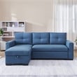 Tufted Sectional Chaise Sofa Sleeper with Storage in Blue
