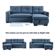 Tufted Sectional Chaise Sofa Sleeper with Storage in Blue