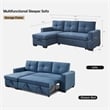 Tufted Sectional Chaise Sofa Sleeper with Storage in Blue