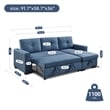Tufted Sectional Chaise Sofa Sleeper with Storage in Blue