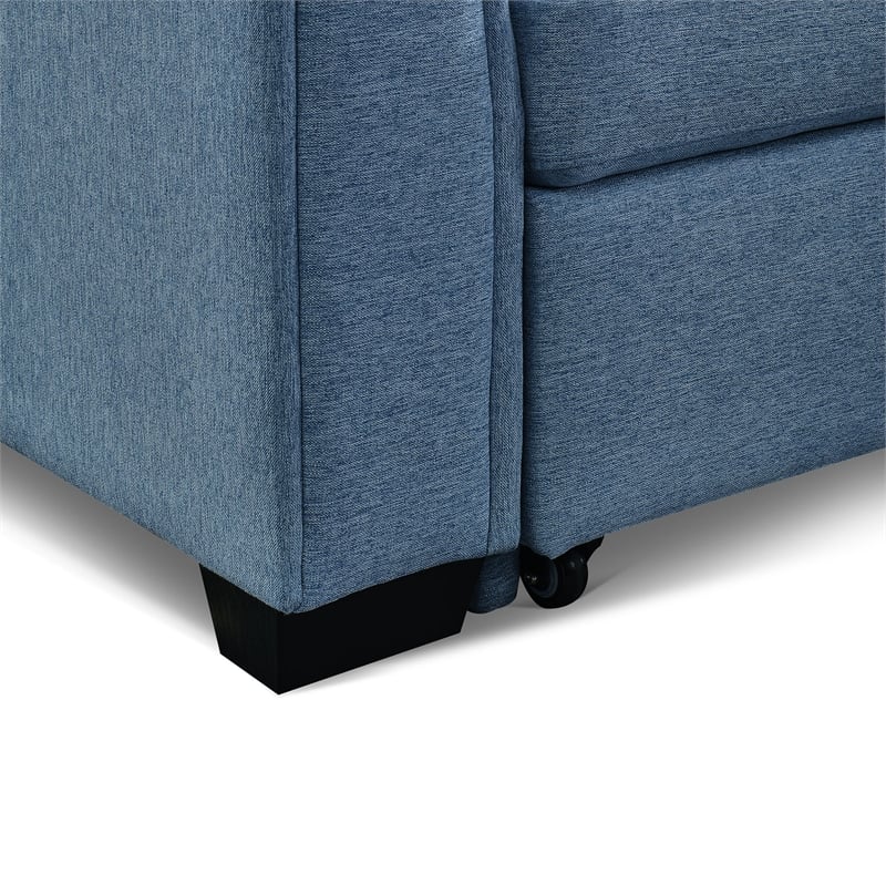 Tufted Sectional Chaise Sofa Sleeper with Storage in Blue
