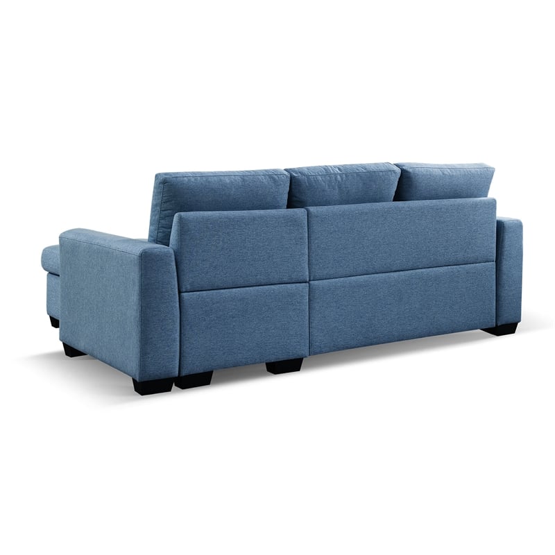 Tufted Sectional Chaise Sofa Sleeper with Storage in Blue