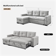 Tufted Sectional Chaise Sofa Sleeper with Storage in Dark Grey