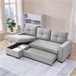 Tufted Sectional Chaise Sofa Sleeper with Storage in Dark Grey