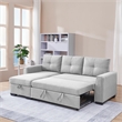 Tufted Sectional Chaise Sofa Sleeper with Storage in Dark Grey