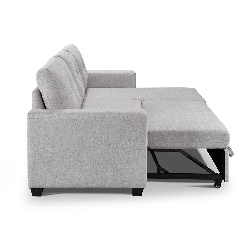 Tufted Sectional Chaise Sofa Sleeper with Storage in Dark Grey