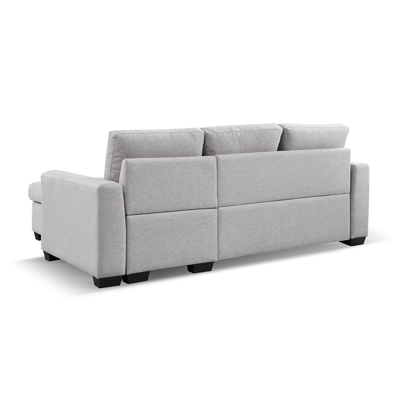Tufted Sectional Chaise Sofa Sleeper with Storage in Dark Grey