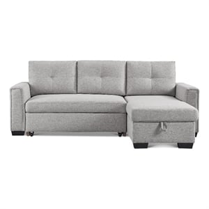 Tufted Sectional Chaise Sofa Sleeper with Storage in Dark Grey