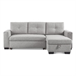 Tufted Sectional Chaise Sofa Sleeper with Storage in Dark Grey
