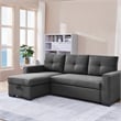 Tufted Sectional Chaise Sofa Sleeper with Storage in Dark Grey