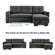 Tufted Sectional Chaise Sofa Sleeper with Storage in Dark Grey