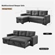 Tufted Sectional Chaise Sofa Sleeper with Storage in Dark Grey