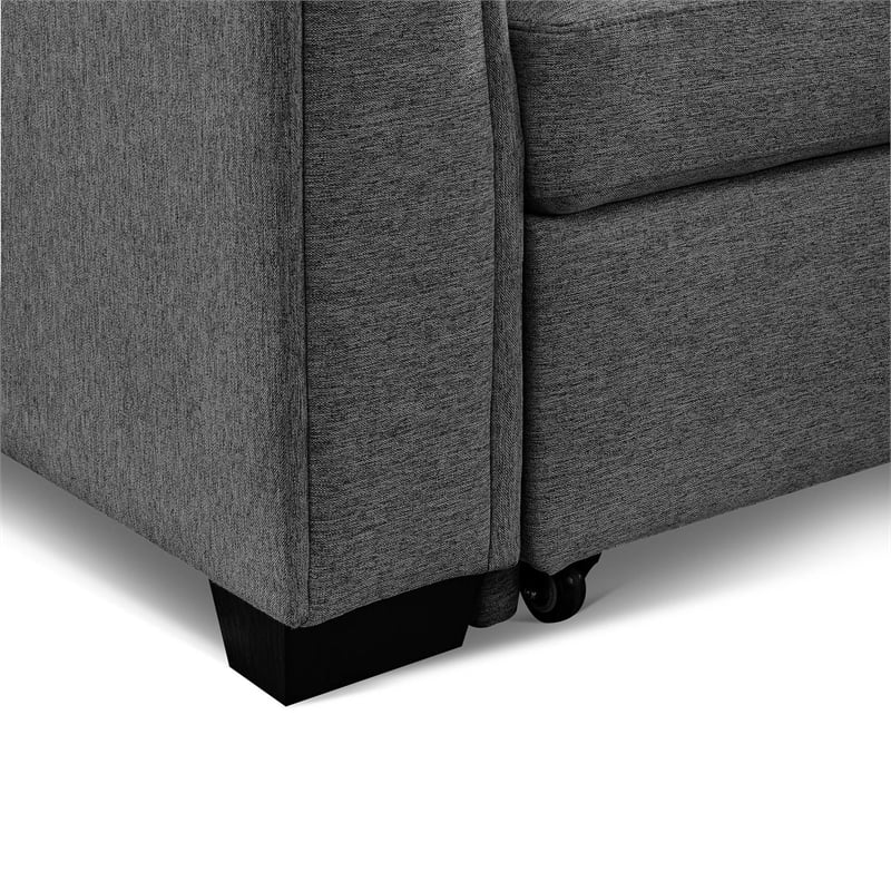 Tufted Sectional Chaise Sofa Sleeper with Storage in Dark Grey