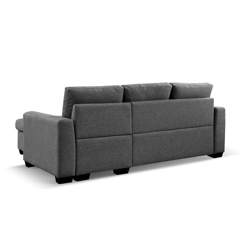 Tufted Sectional Chaise Sofa Sleeper with Storage in Dark Grey
