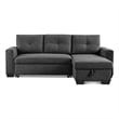 Tufted Sectional Chaise Sofa Sleeper with Storage in Dark Grey