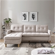 Two Piece Upholstered Tufted L Shaped Sectional with Ottoman in Beige