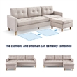 Two Piece Upholstered Tufted L Shaped Sectional with Ottoman in Beige