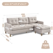Two Piece Upholstered Tufted L Shaped Sectional with Ottoman in Beige