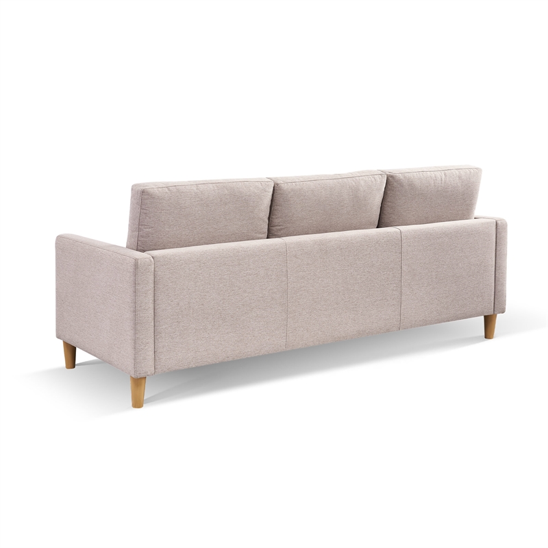 Two Piece Upholstered Tufted L Shaped Sectional with Ottoman in Beige