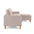 Two Piece Upholstered Tufted L Shaped Sectional with Ottoman in Beige