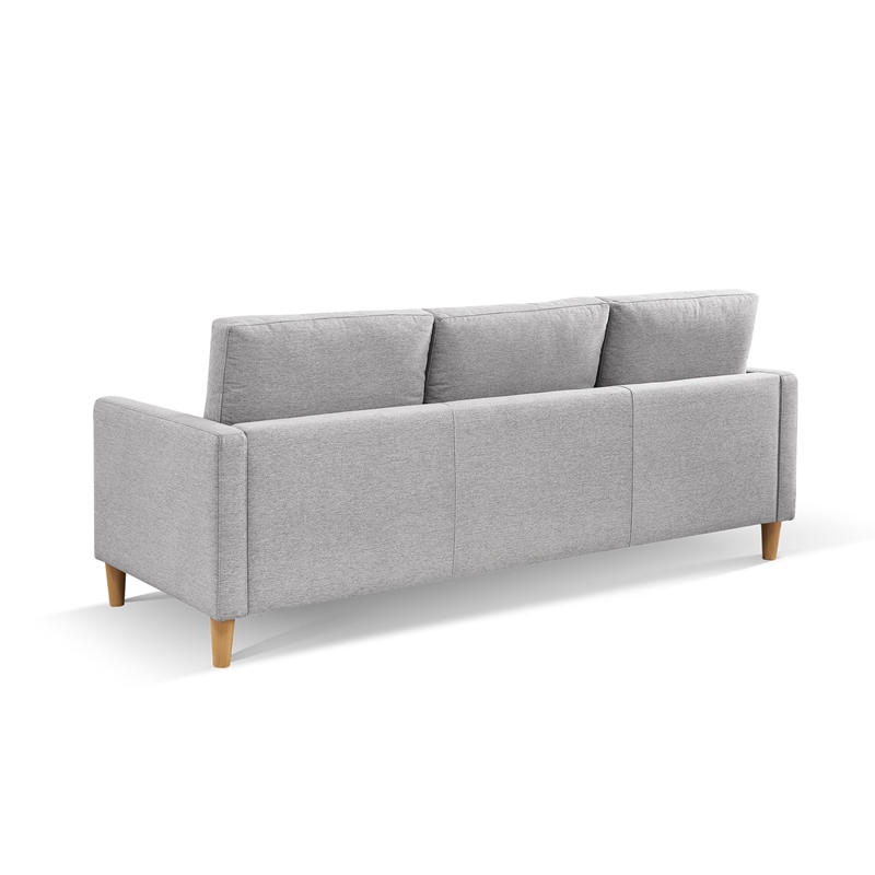 Two Piece Upholstered Tufted L Shaped Sectional with Ottoman in Light Grey