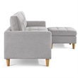 Two Piece Upholstered Tufted L Shaped Sectional with Ottoman in Light Grey