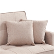 Tufted Futon Convertible Sofa Sleeper with Two Throw Pillows in Beige Velvet