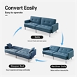 Tufted Futon Convertible Sofa Sleeper with Two Throw Pillows in Blue Velvet
