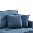 Tufted Futon Convertible Sofa Sleeper with Two Throw Pillows in Blue Velvet